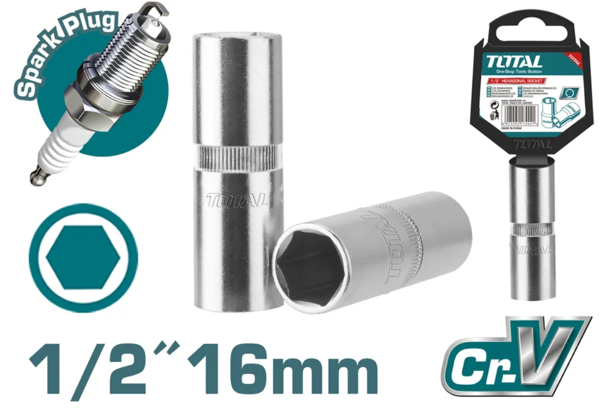 Головка торцевая свечная 1/2" 16мм TOTAL