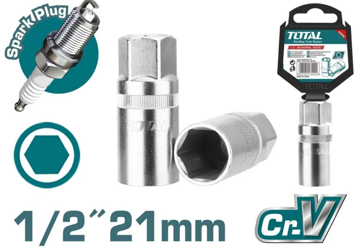 Головка торцевая свечная 1/2" 21мм TOTAL